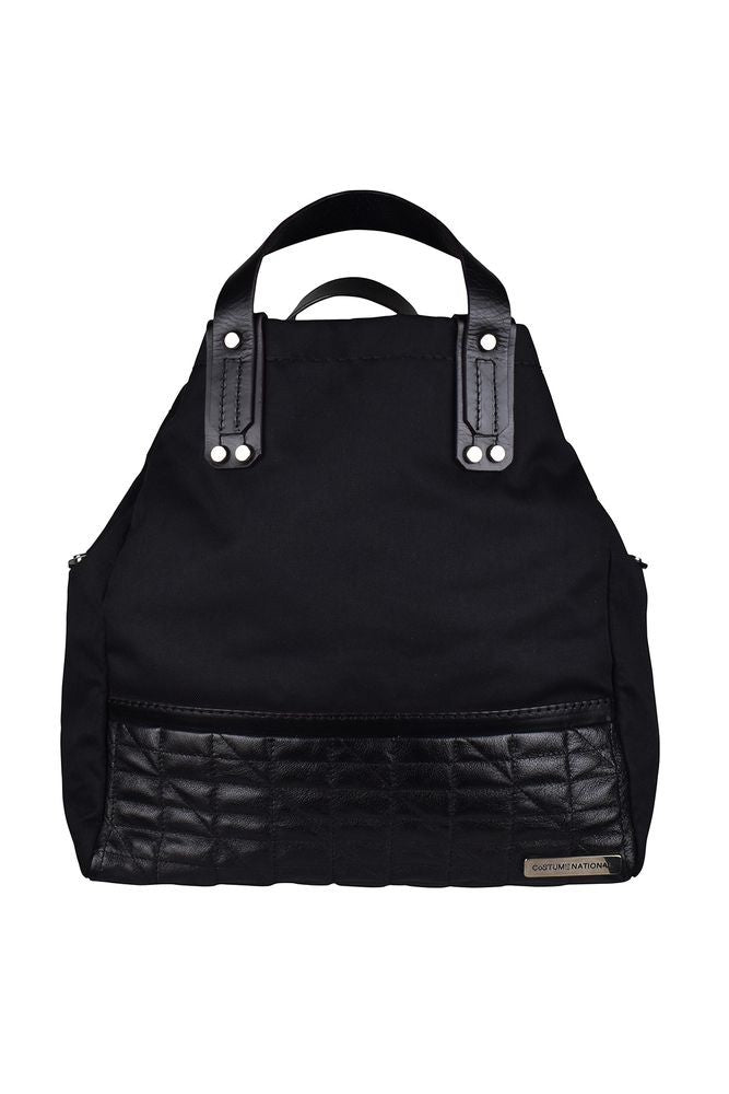 Costume National Black Nylon Tote Bag With Leather Accents