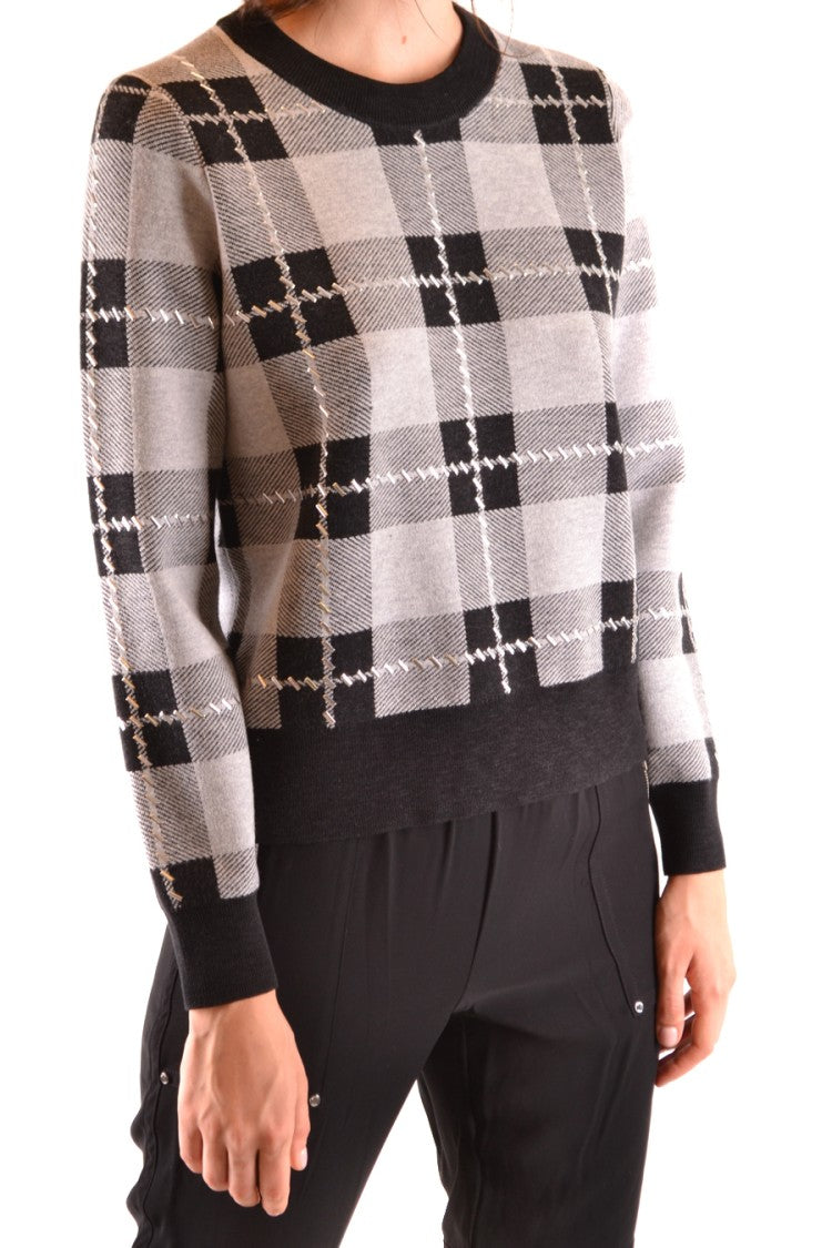 Michael Kors Checkered Knit Sweater With Crew Neckline