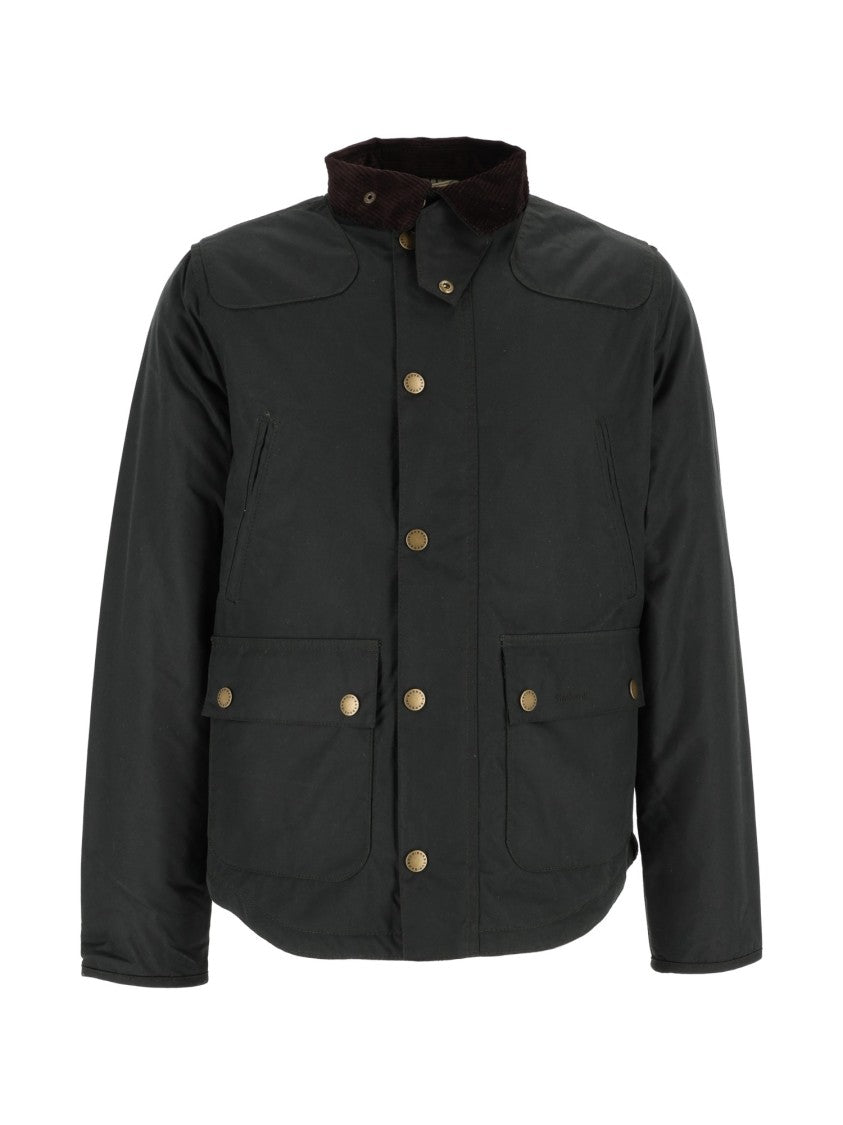 Barbour Structured Waxed Cotton Jacket With Corduroy Collar