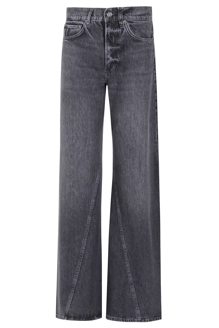 Anine Bing Wide-Leg Washed Black Denim Jeans