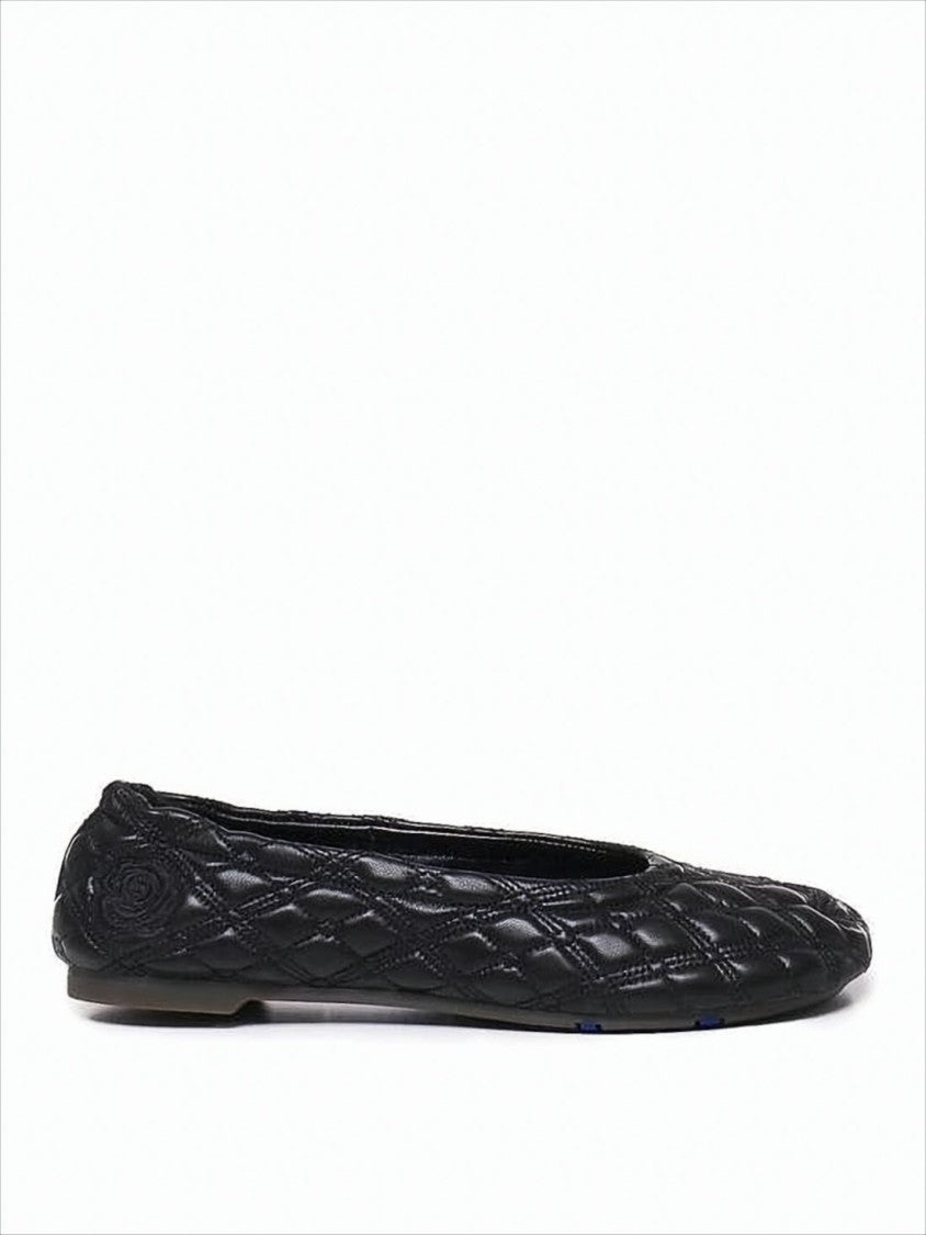 Burberry Quilted Lambskin Leather Flat Shoes With Silhouette