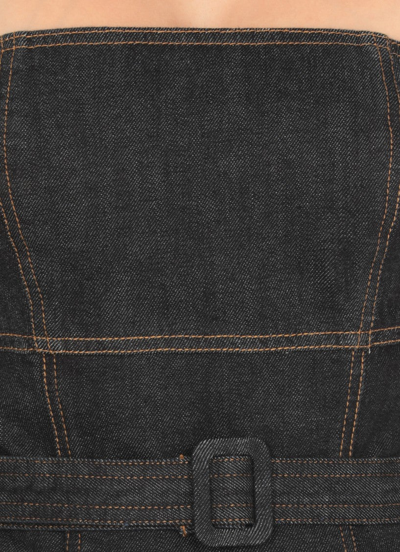 Self-Portrait Indigo Denim Bandeau Midi Dress