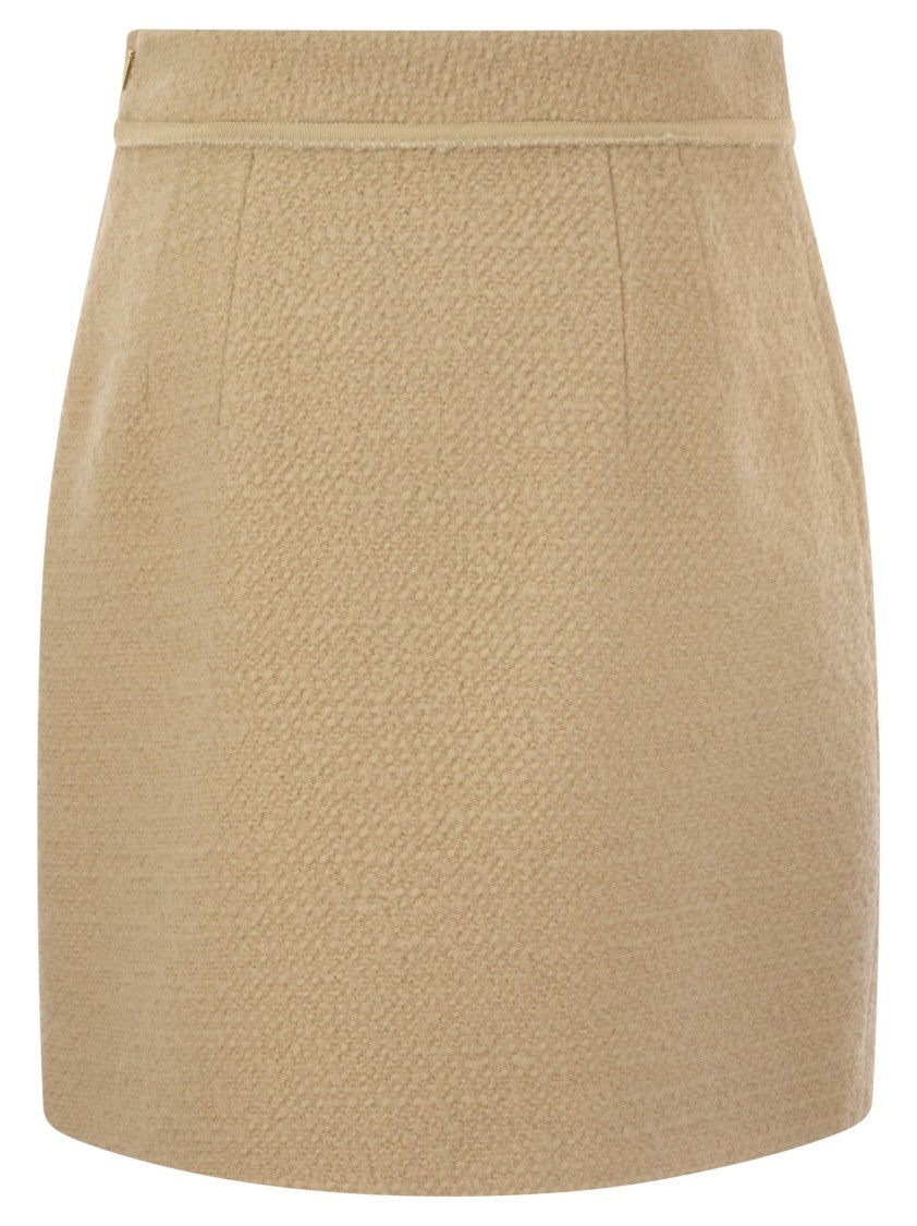 Fay Bouclé Wool Short Skirt With Flap Pockets