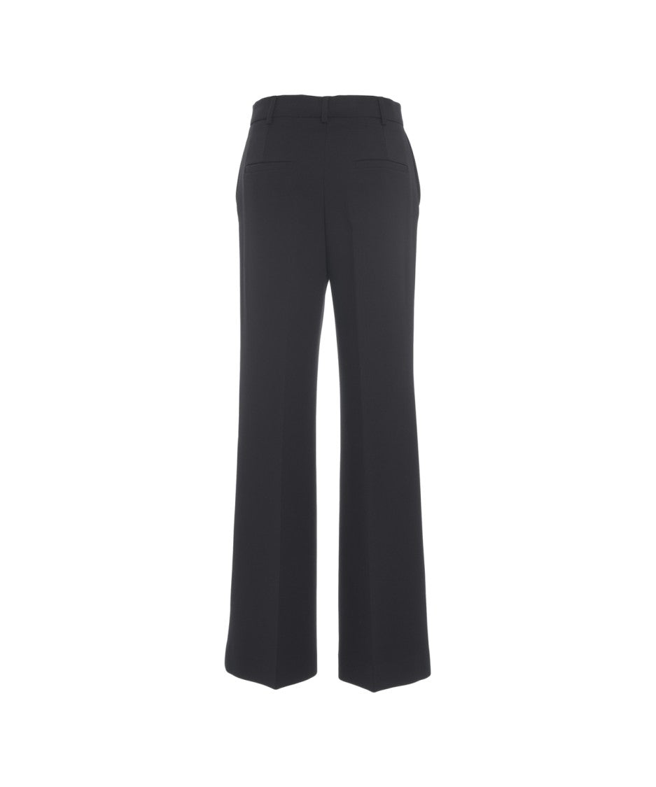 Ottod'ame Wide-Leg Palazzo Trousers With Pressed Pleats And Side Pockets