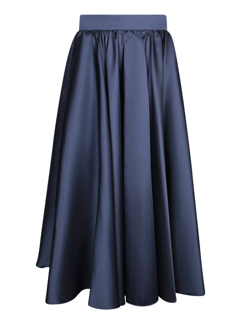 Blanca Vita Navy Wide Midi Skirt With Elastic Waistband
