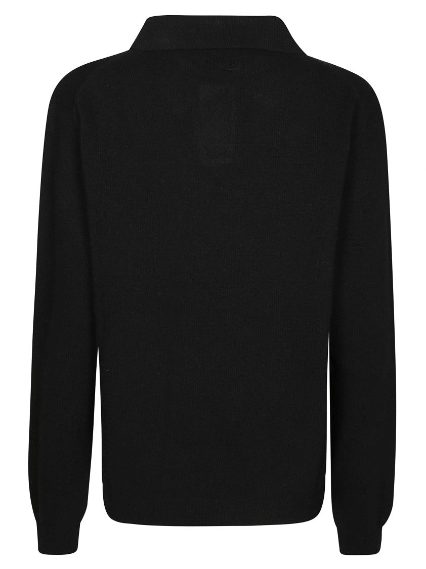 Daniele Fiesoli Long-Sleeve Knit Polo Sweater With Classic Collar And Ribbed Cuffs
