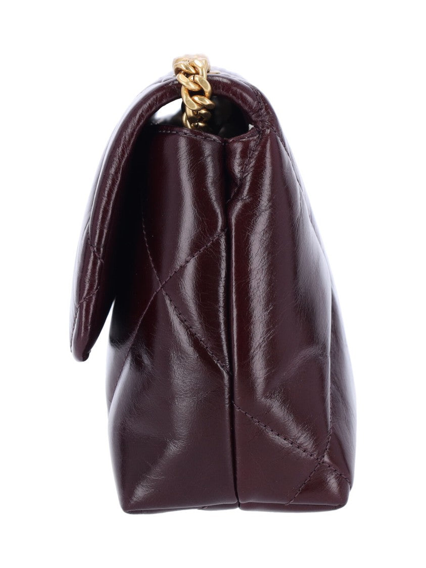 Tory Burch Quilted Burgundy Leather Bag With Gold-Tone Chain Strap