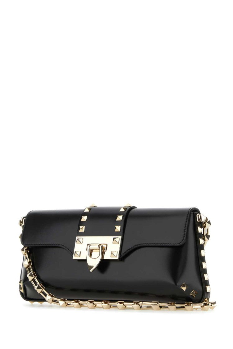Valentino Garavani Black Leather Rockstud Shoulder Bag