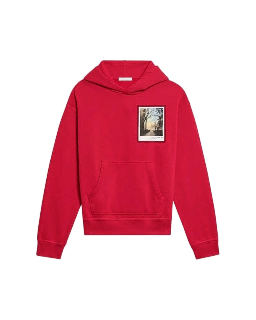Helmut Lang Red Hoodie With Kangaroo Pocket