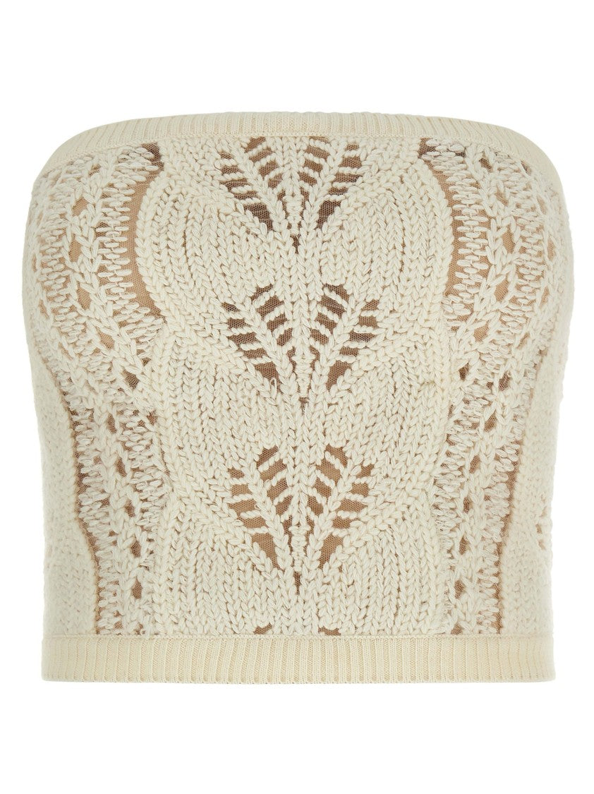 Ermanno Scervino Intricate Wool Knit Bandeau Top