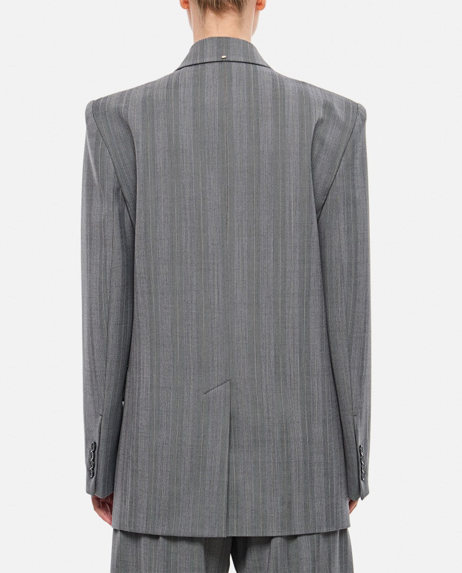 Sportmax Merlot Double Breasted Pinstripes Jacket