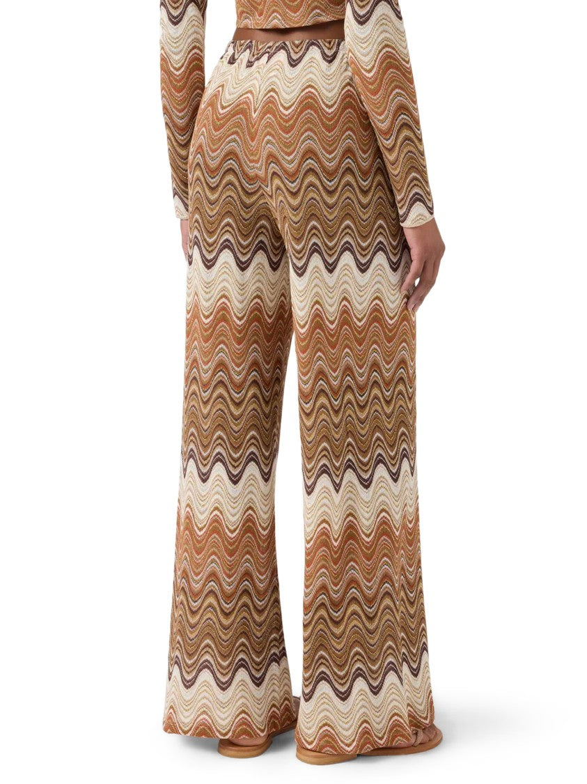 Mc2 Saint Barth Fluid Wide-Leg Trousers With Striking Wave Pattern