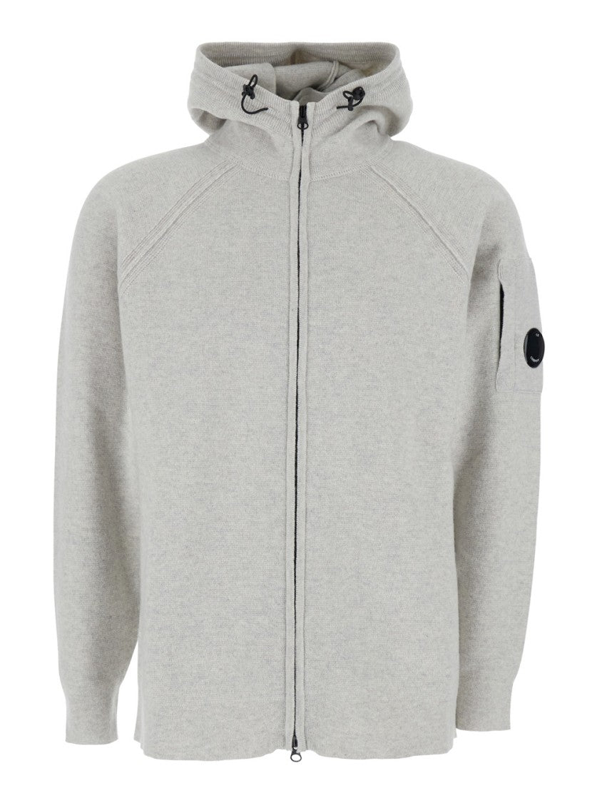 C.P. Company Lambswool Blend Zip-Up Cardigan With Hood
