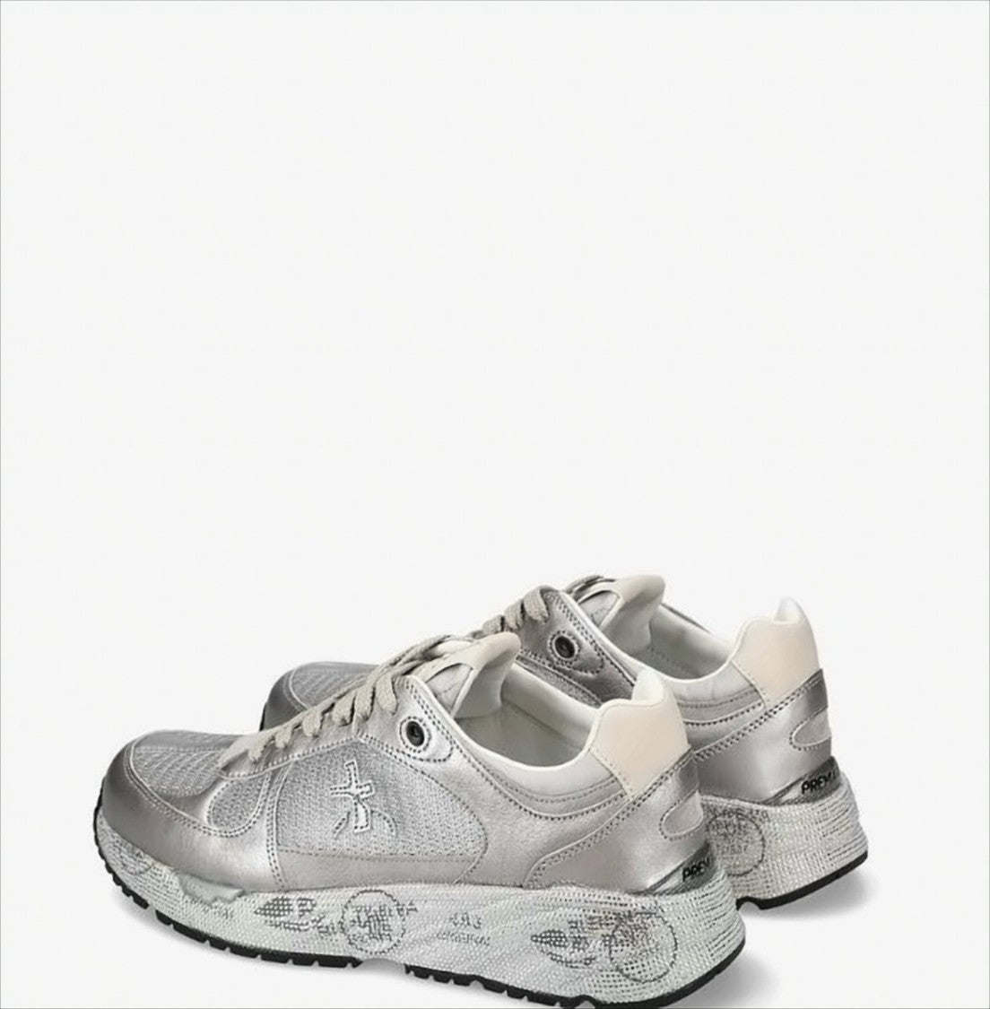 Premiata Silver Sneakers With Graphic Prints