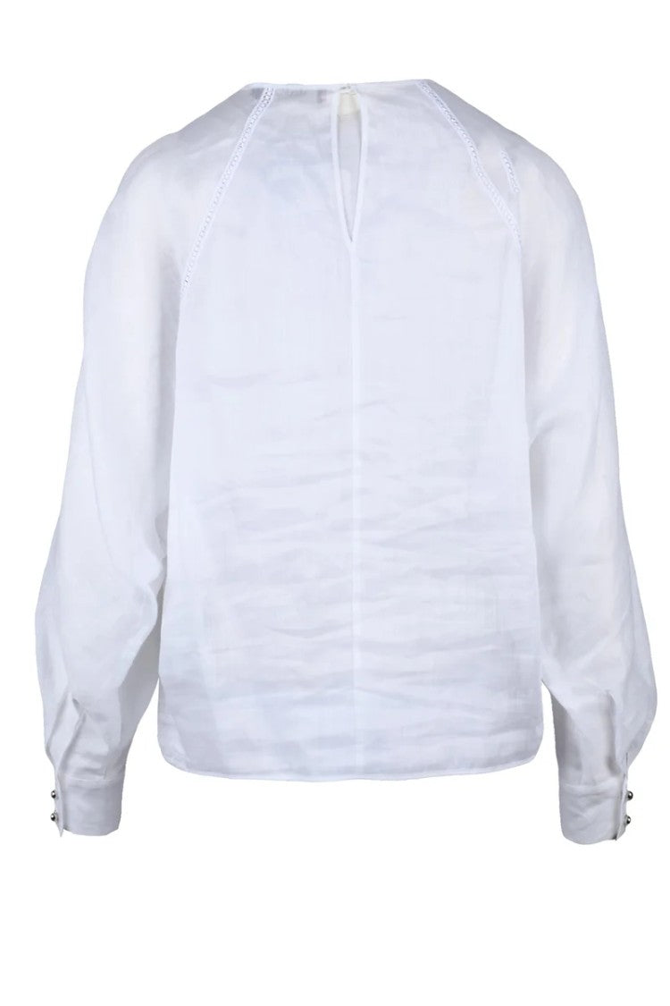 Max Mara Edile Brushed Ramie Blouse - White