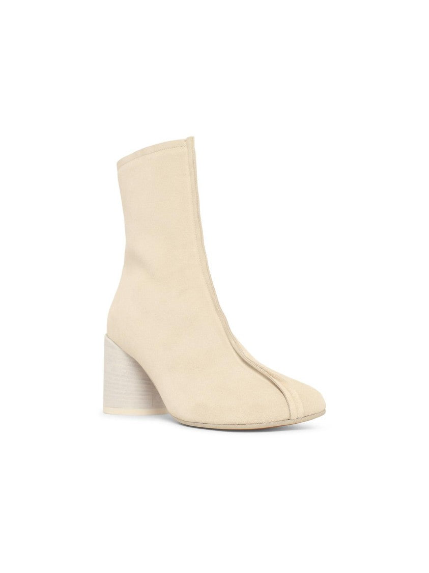 Mm6 By Maison Margiela Ivory Suede Ankle Boots