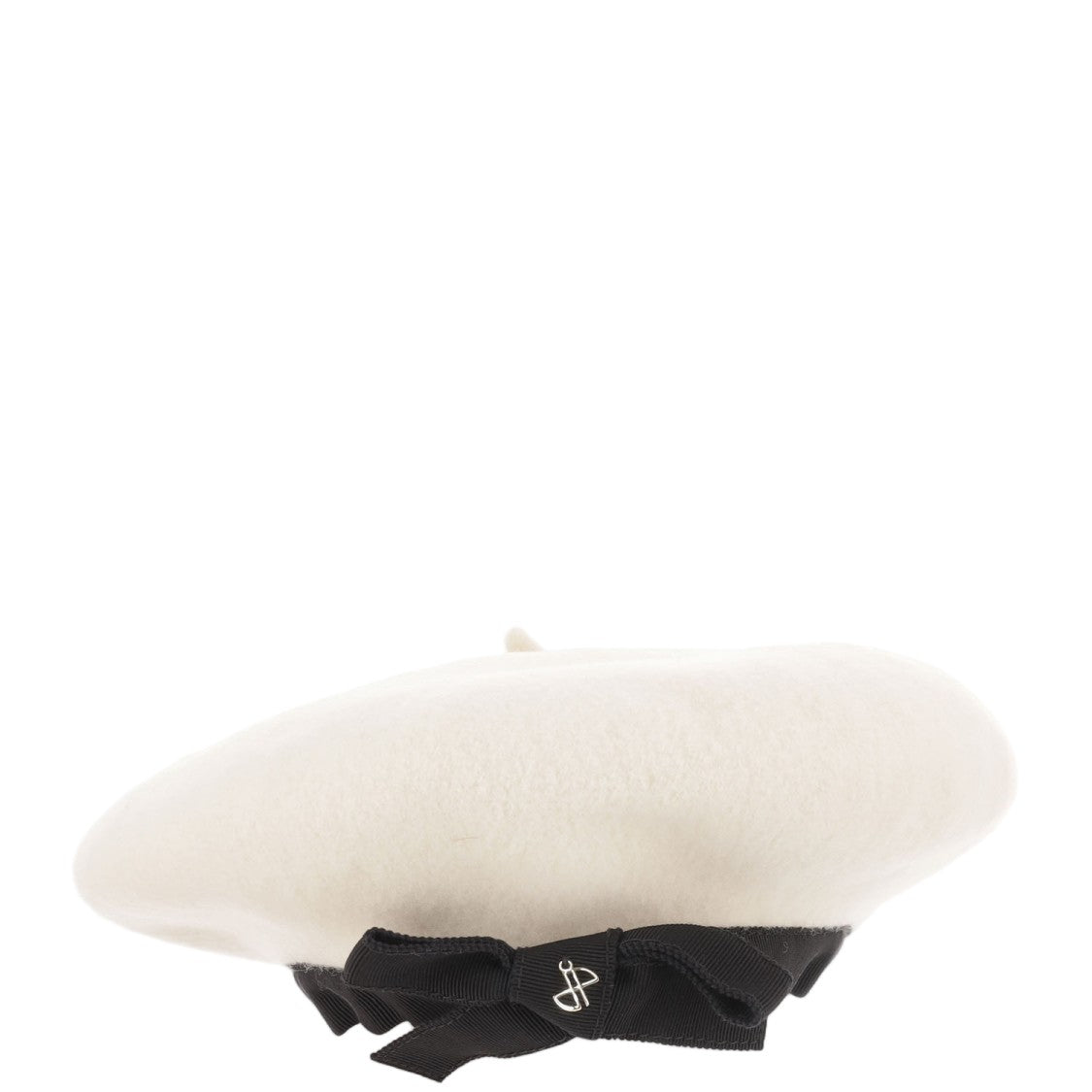 Patou Ivory Grosgrain Bow Wool Felt Beanie
