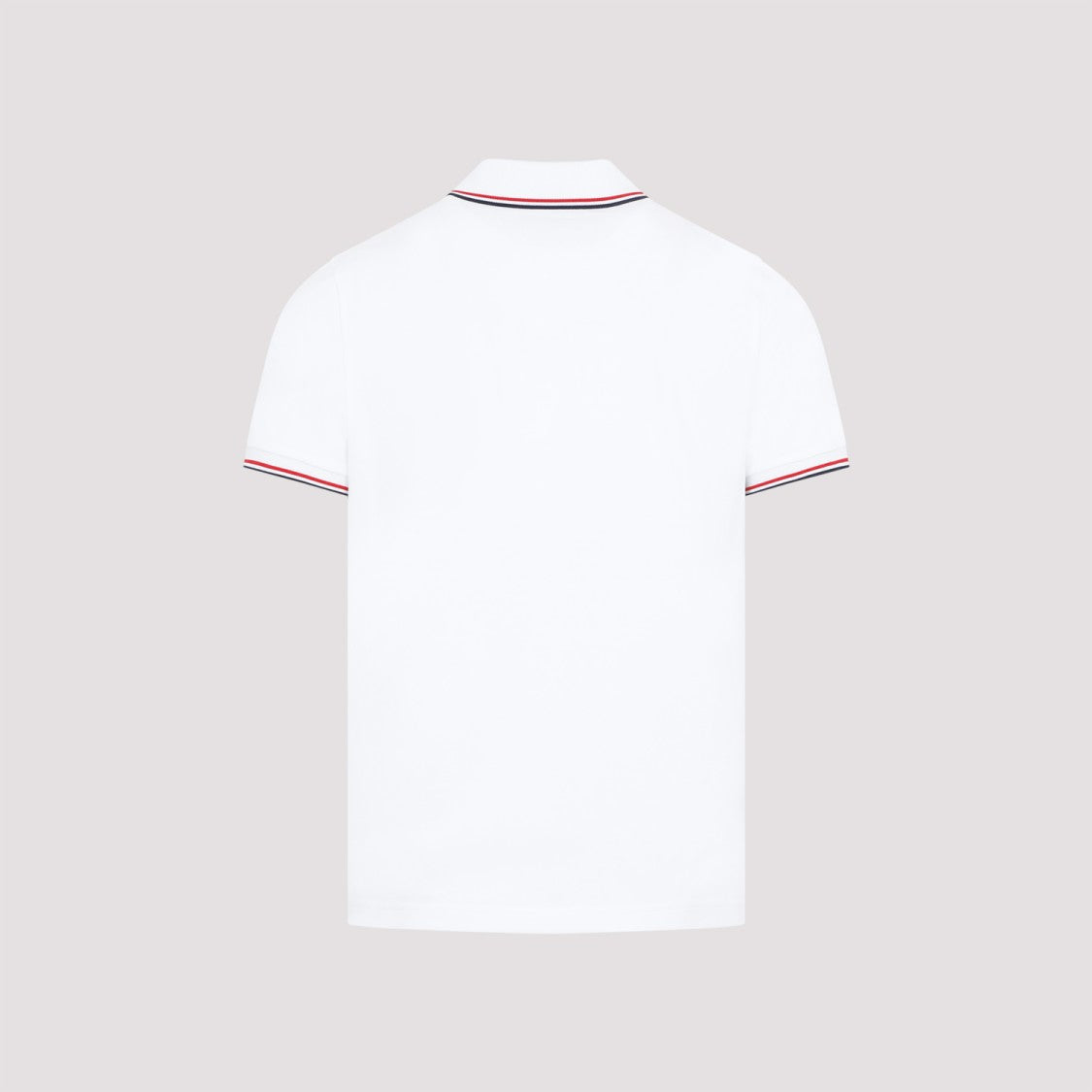 Moncler Classic White Cotton Polo With Signature Tri-Color Trim