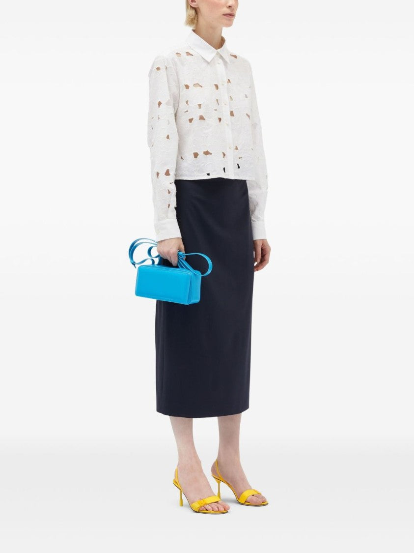 Msgm Navy Blue Wool Skirt
