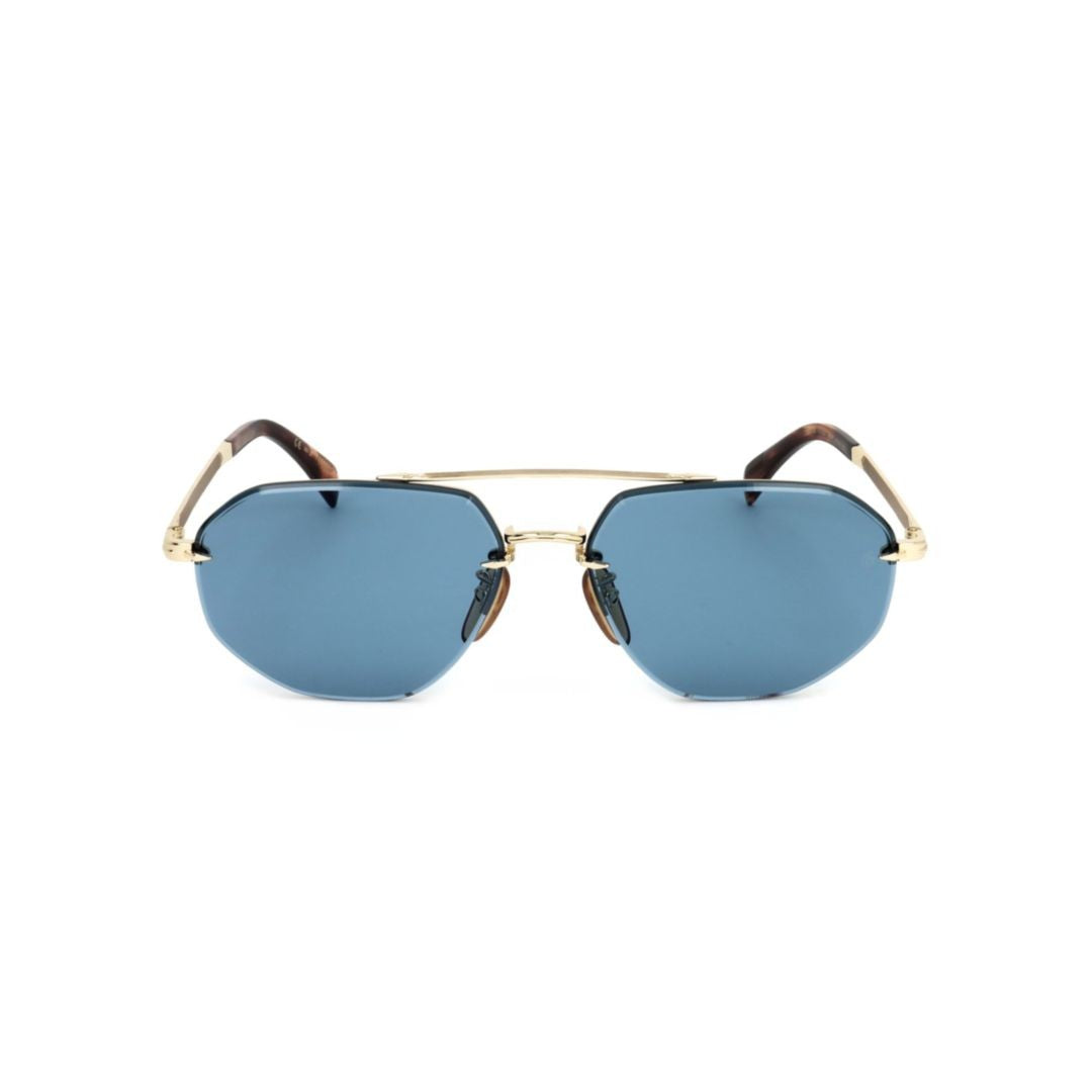 David Beckham Db 1101/G/S Geometric-Shaped Gold Metal Frame Sunglasses