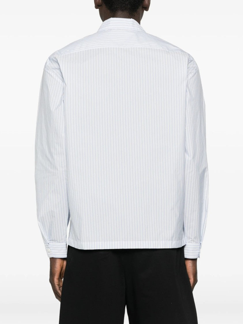 Prada Zip-Up Vertical Stripe Shirt