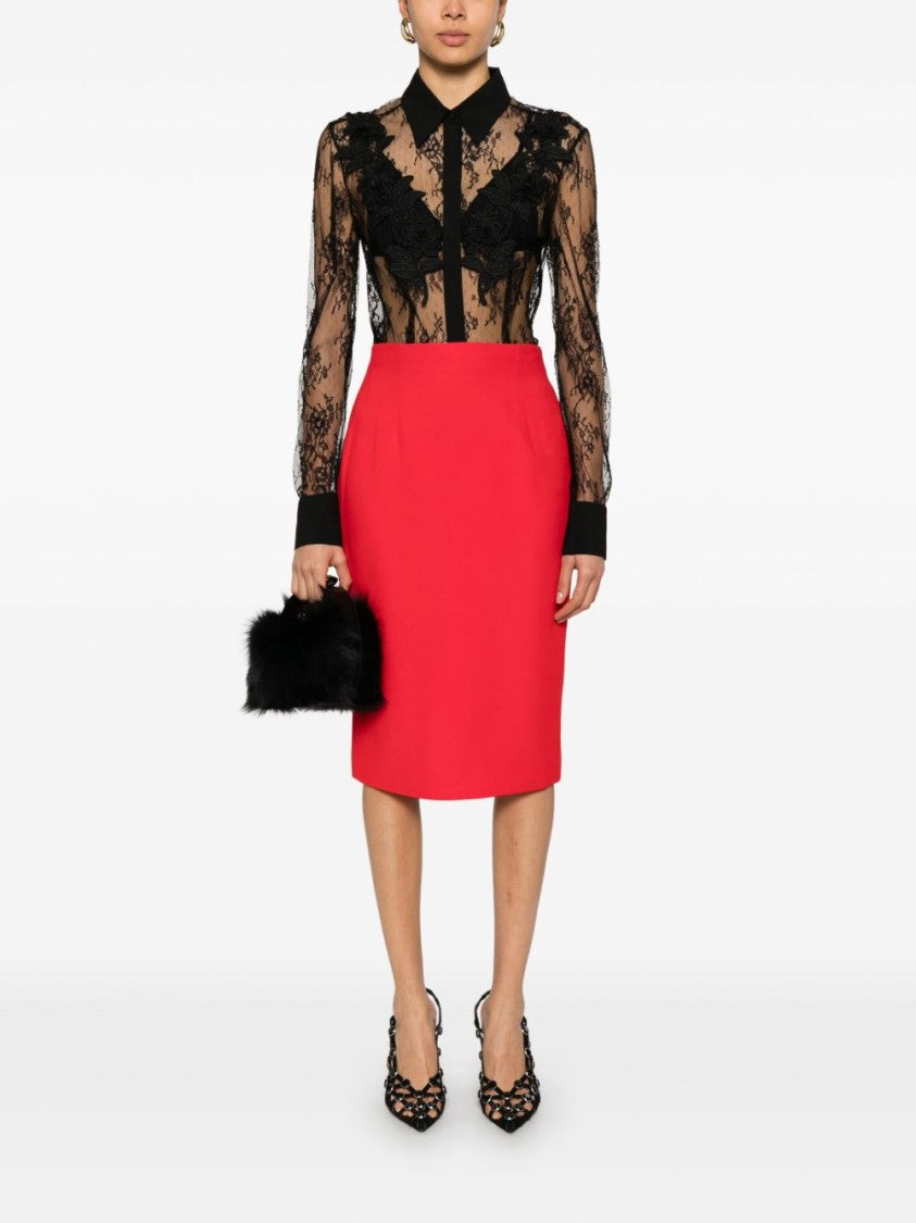 Blugirl Delicate Black Shirt With Lace Overlay