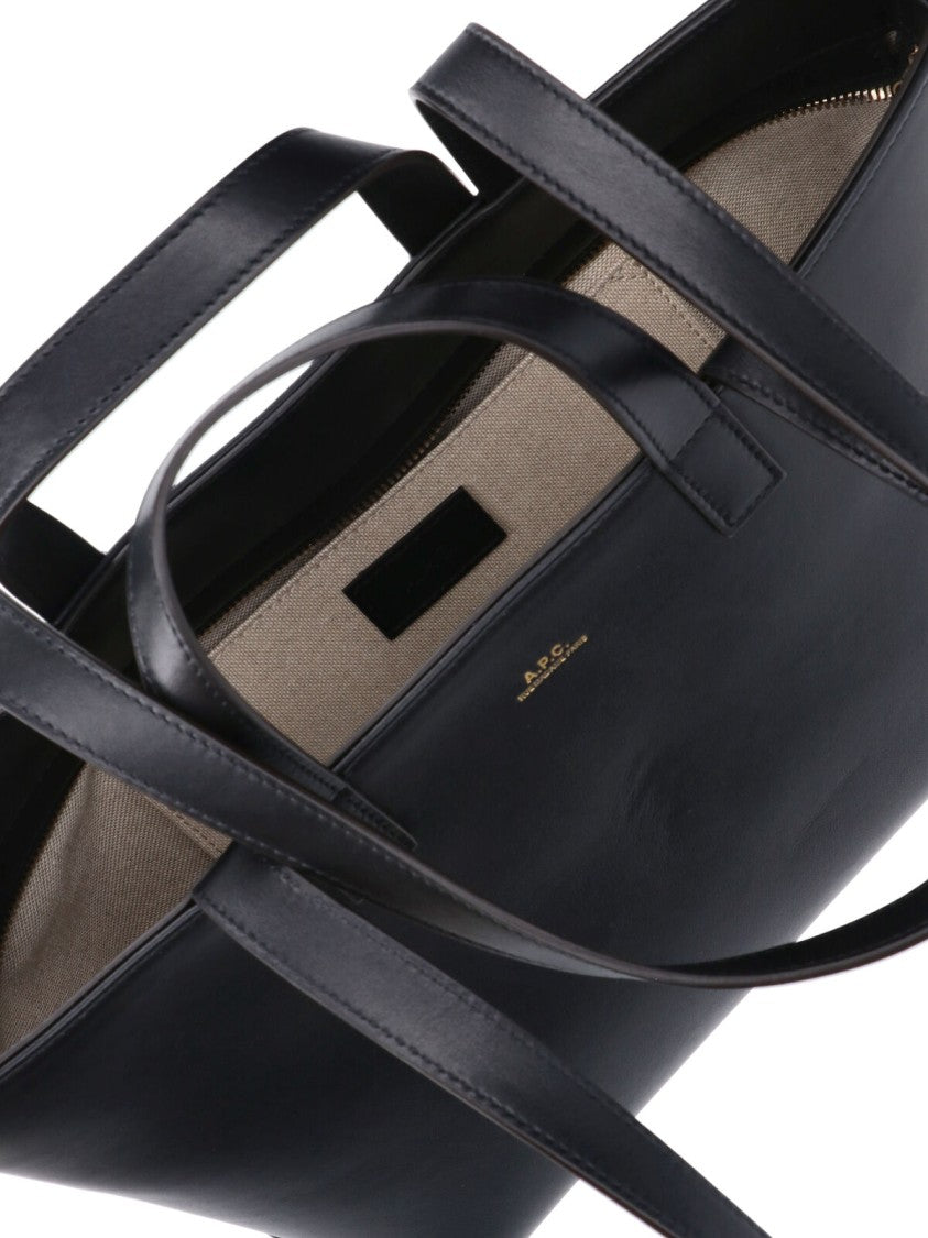 A.P.C. Black Le Drummer Leather Tote Bag