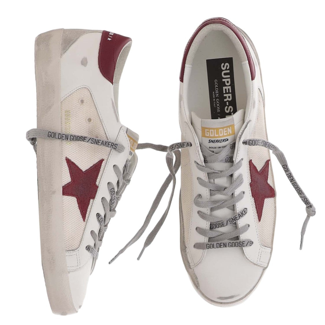 Golden Goose White Super-Star Leather Mesh Sneakers