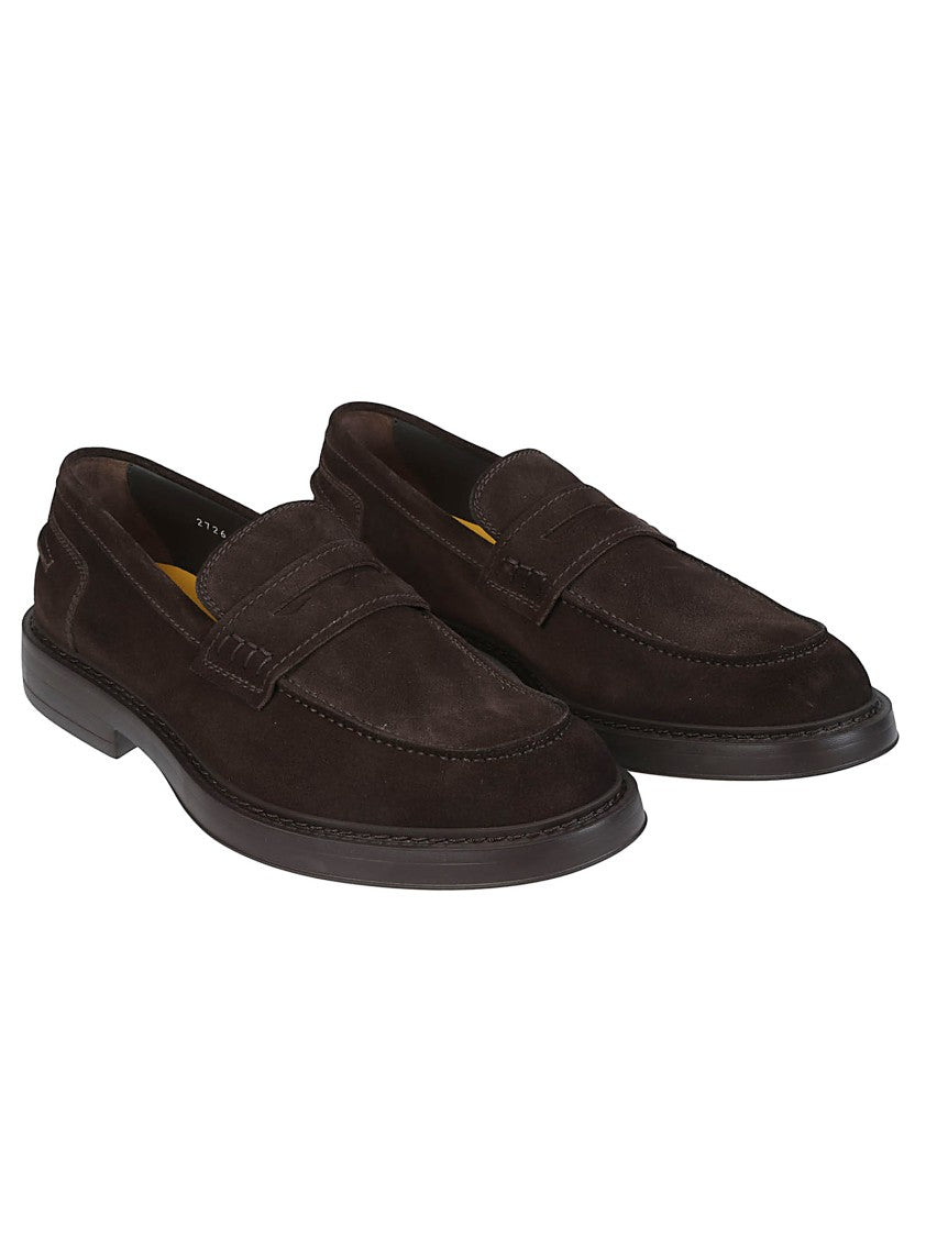 Doucal's Punny Adler Brown Calfskin Penny Loafers