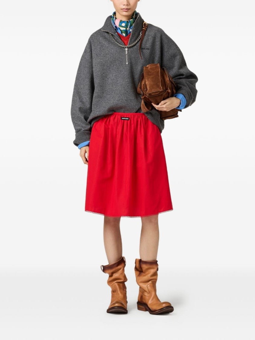 Miu Miu Cashmere-Jersey Intarsia Half-Zip Sweater