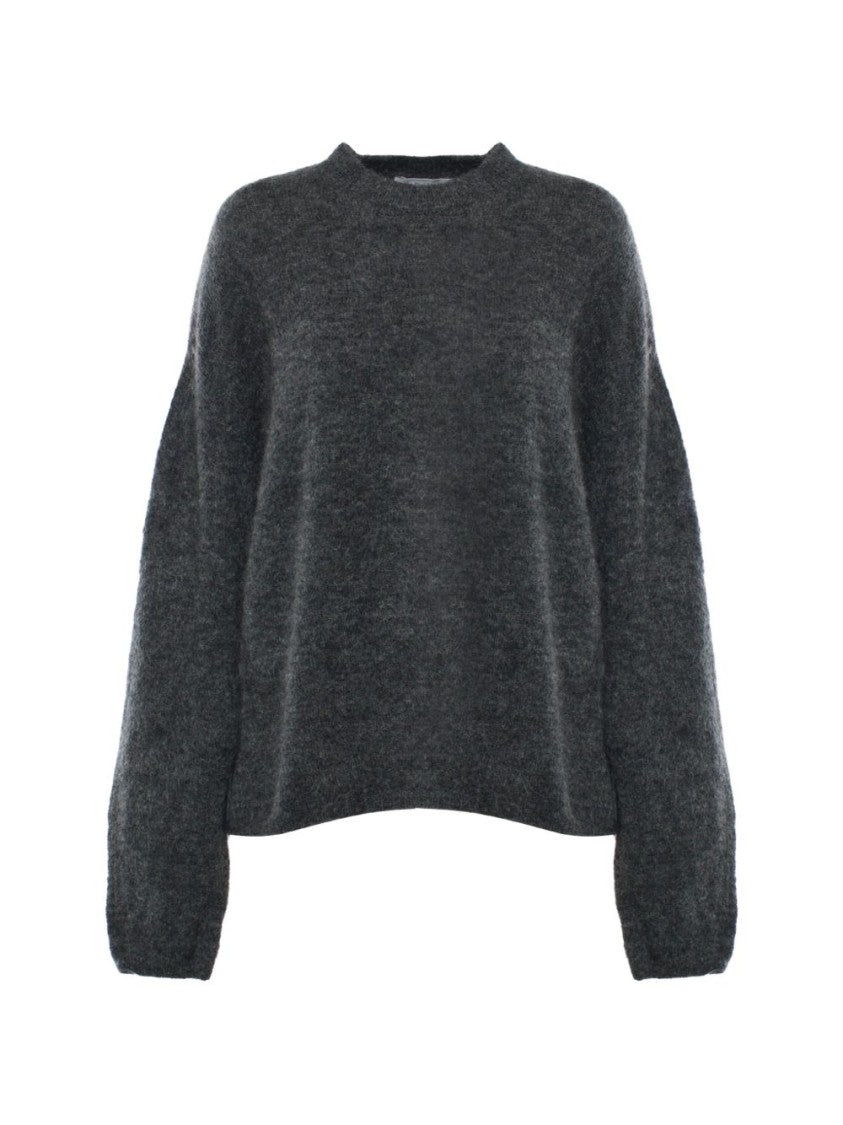 The Frankie Shop Fuzzy Texture Balloon Sleeves Wool Crewneck Sweater