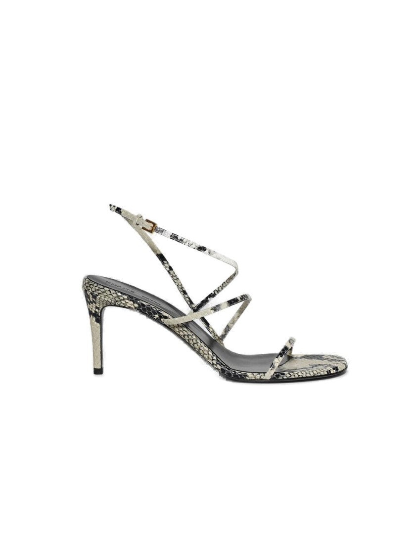 Khaite Loop Sandal Natural Python-Embossed Leather