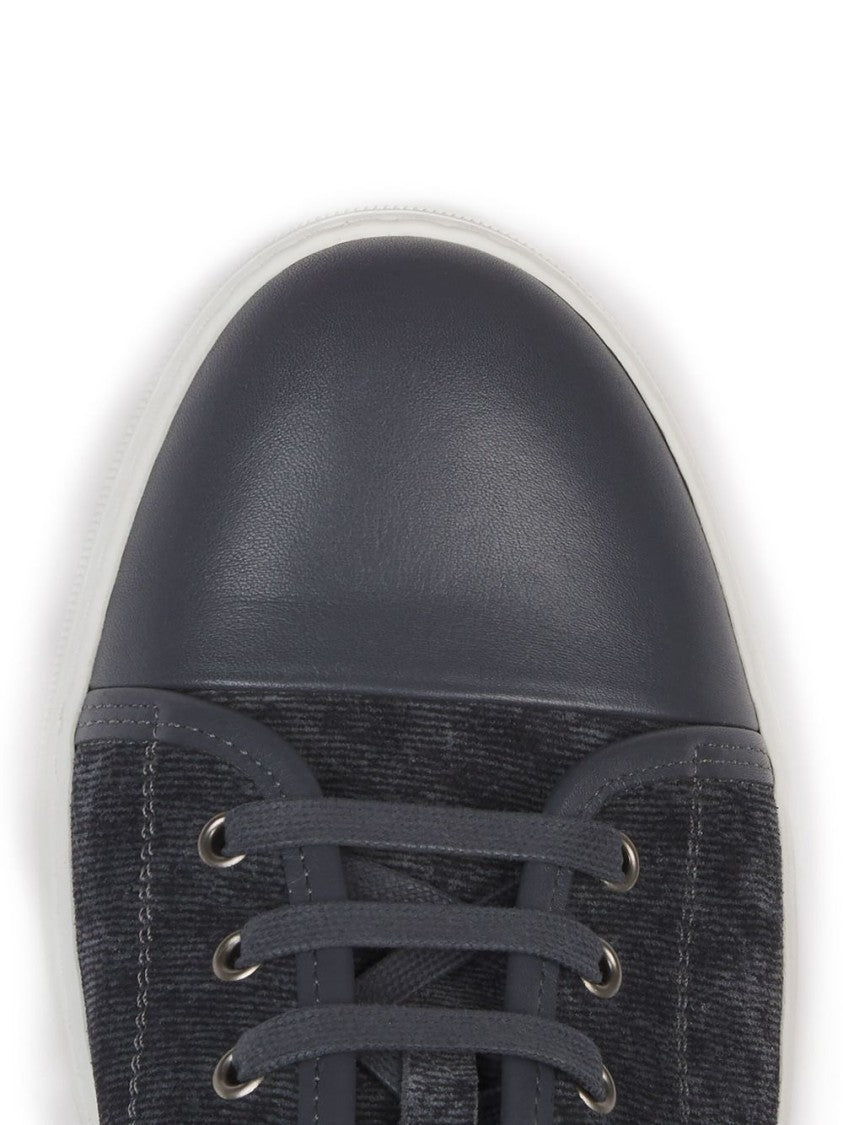 Lanvin Black Leather Trim Branded Insole Sneakers
