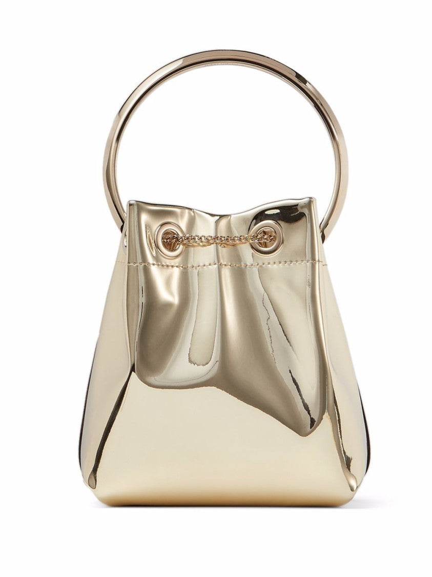 Jimmy Choo Gold-Tone Leather Bag With Drawstring Closure