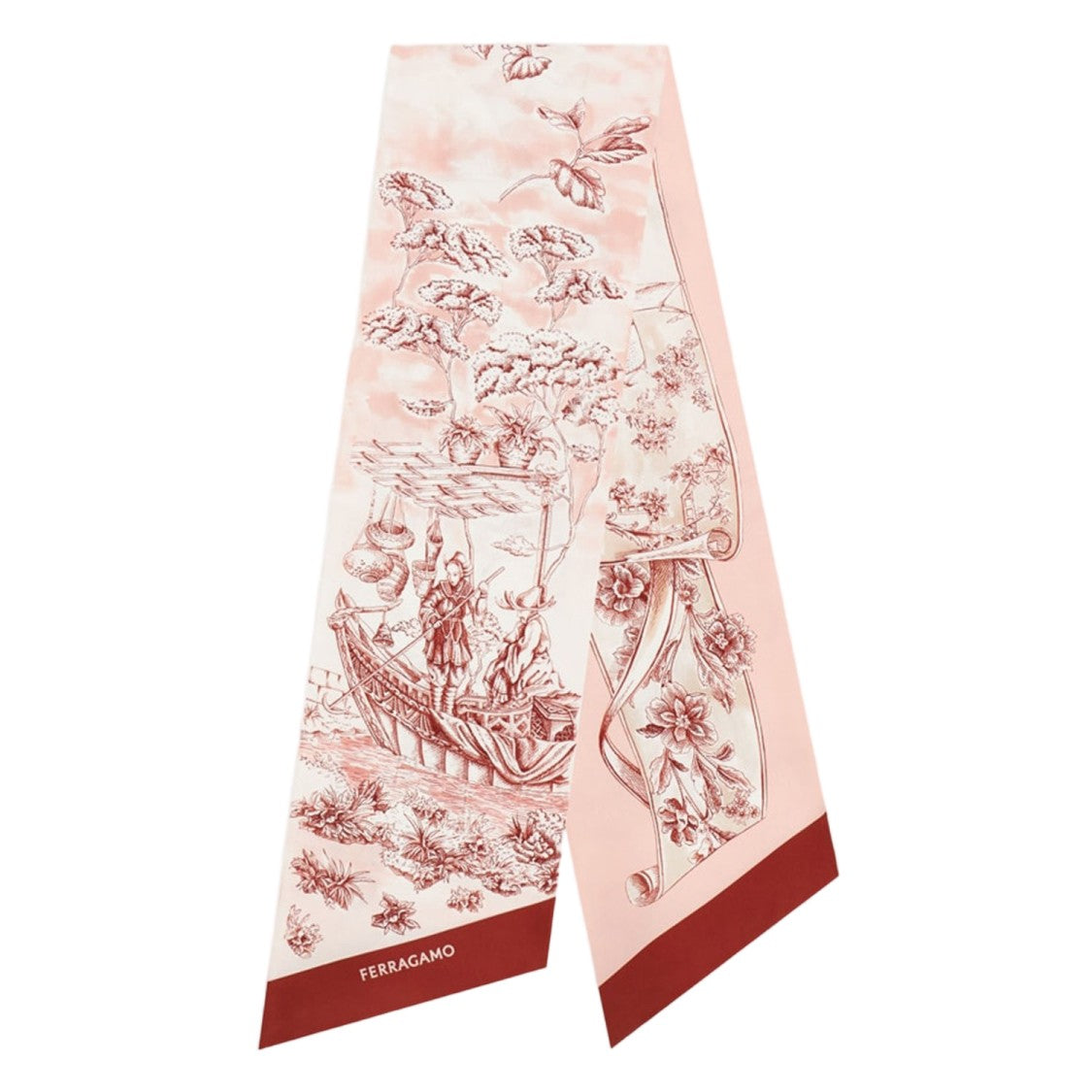 Salvatore Ferragamo Pink Voyage Print Silk Bandeau