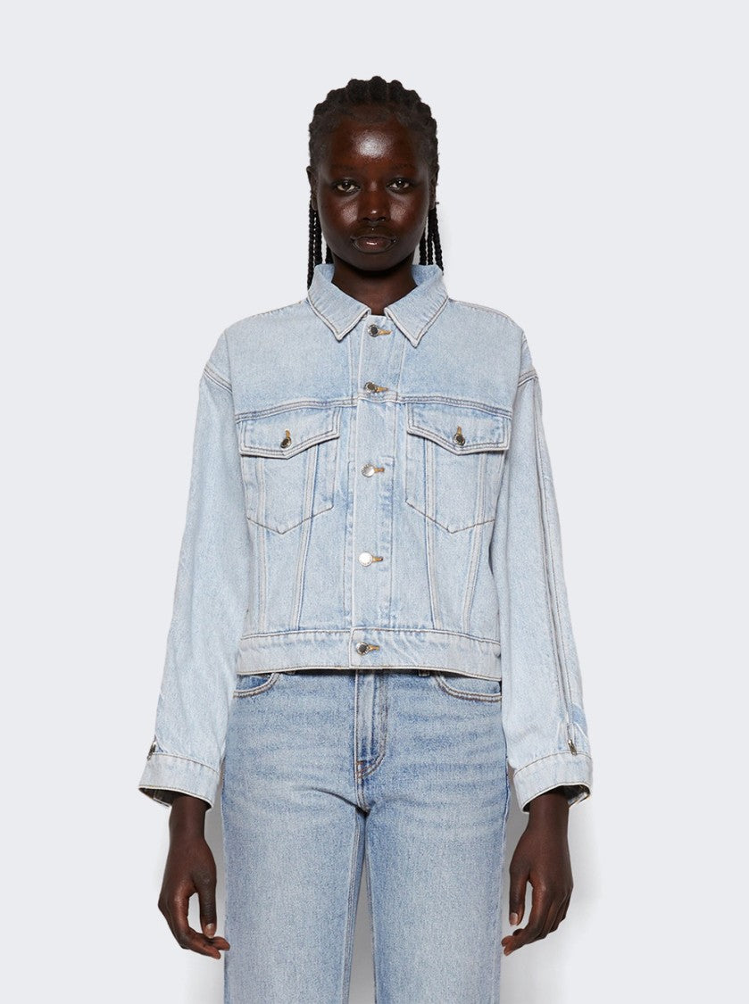 Alexander Wang Zipped Sleeve Trucker Denim Jacket Bleach