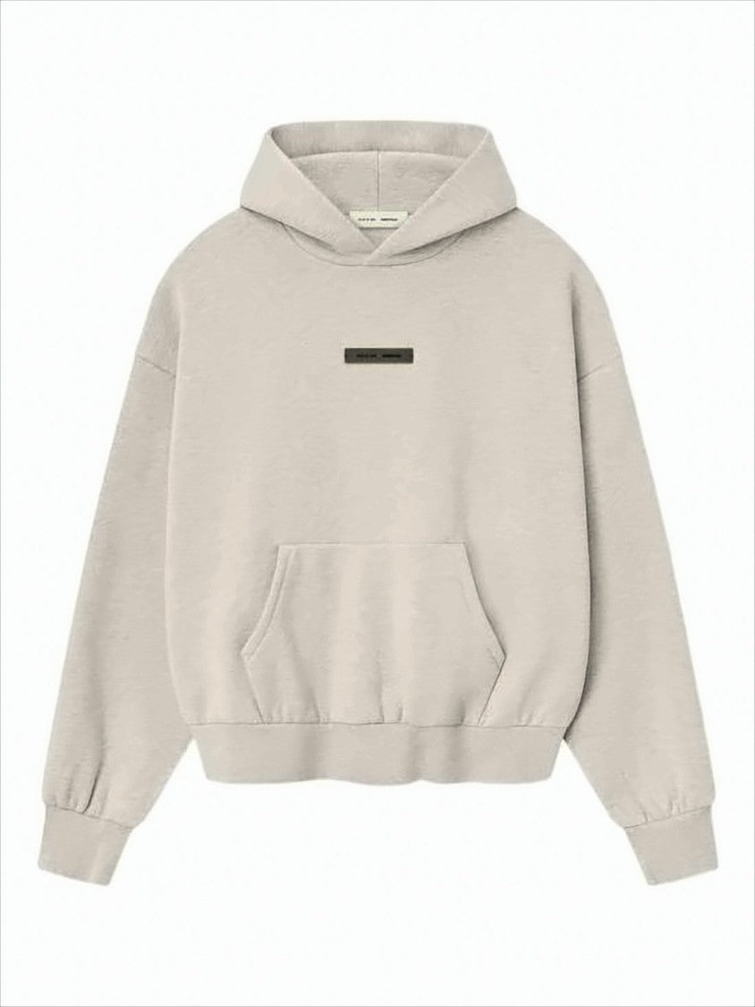 Fear Of God Relaxed Fit Cropped Hoodie With Front Pocket And Embossed Detail