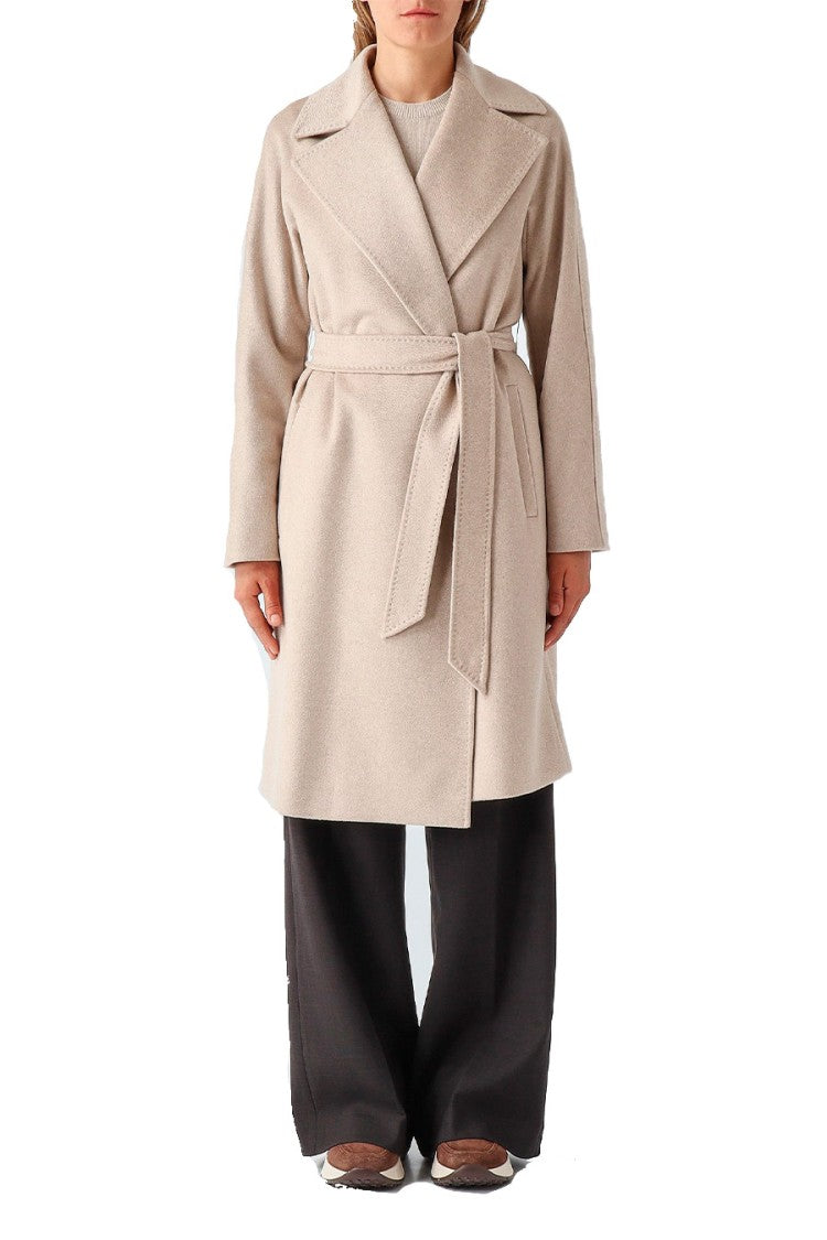 Max Mara Beige Mstbombo Belted Wrap Cashmere Coat