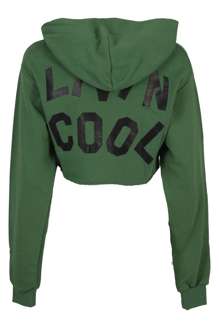 Livin Cool Cropped Green Hoodie With Signature Print