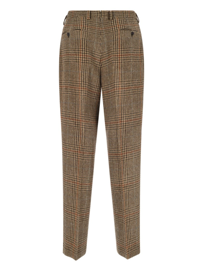 Polo Ralph Lauren Brown Prince Of Wales Wool Straight-Leg Pants