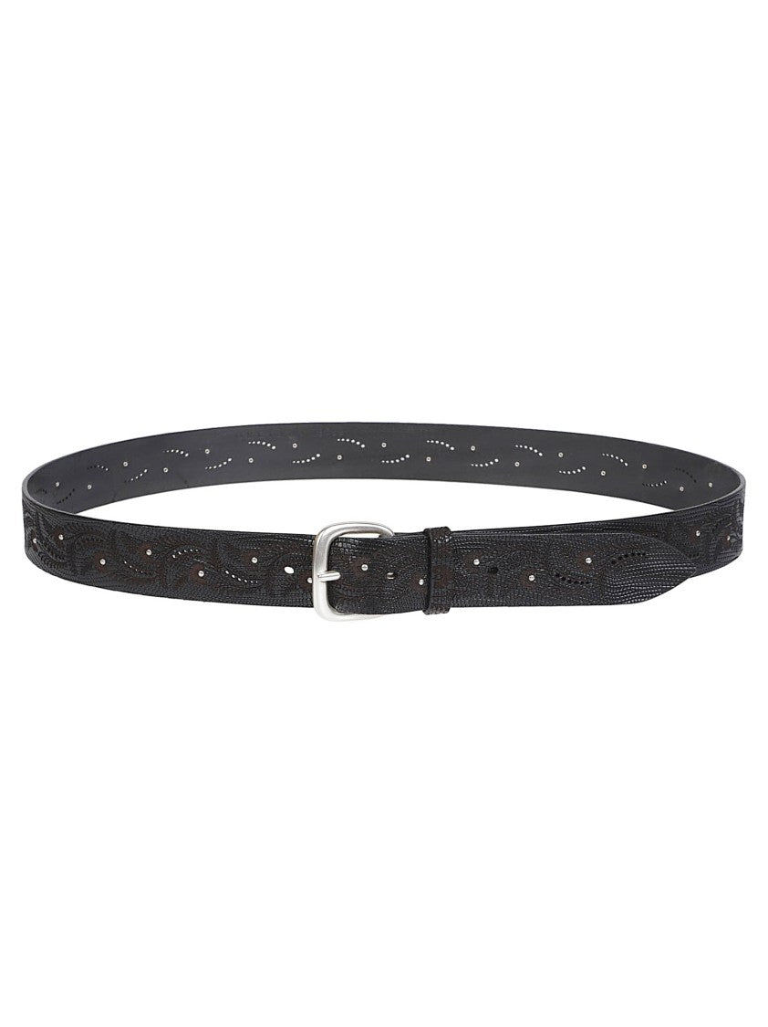 Orciani Sports Textured Black Leather Belt