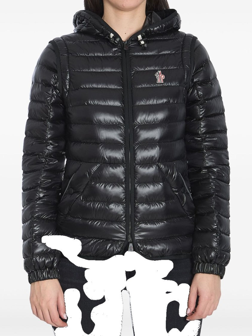 Moncler Grenoble Quilted Black Parka With Finish And Hood