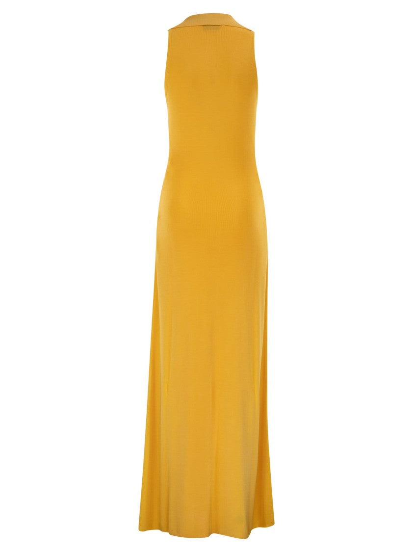 Elisabetta Franchi Slim-Fit Viscose Knit Dress With Metal Chain Detail