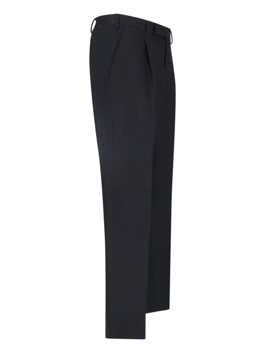 Pt Torino Black High-Waisted Pleated Wool-Cashmere Formal Pants