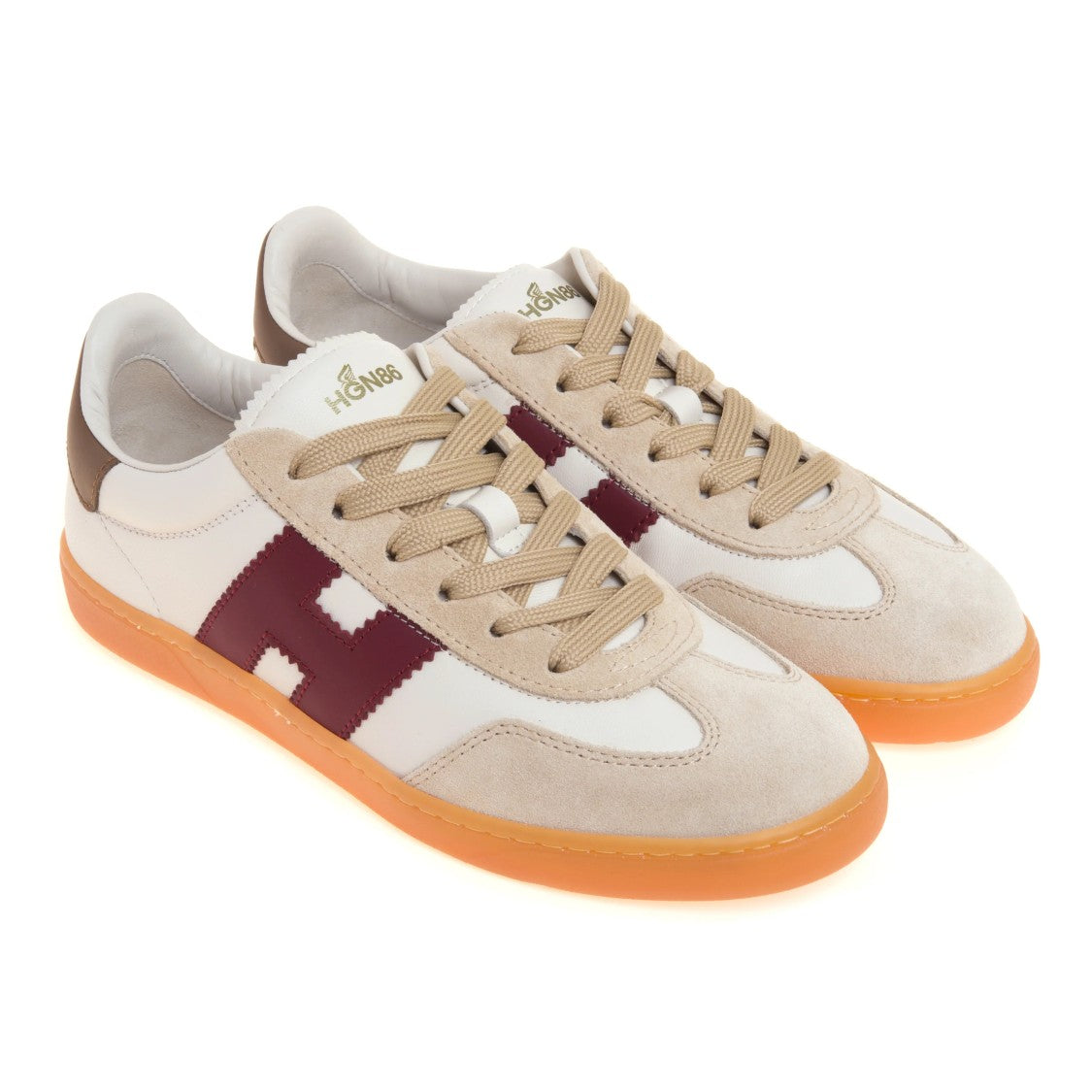 Hogan Burgundy Zigzag Suede Overlay Low-Top Sneakers