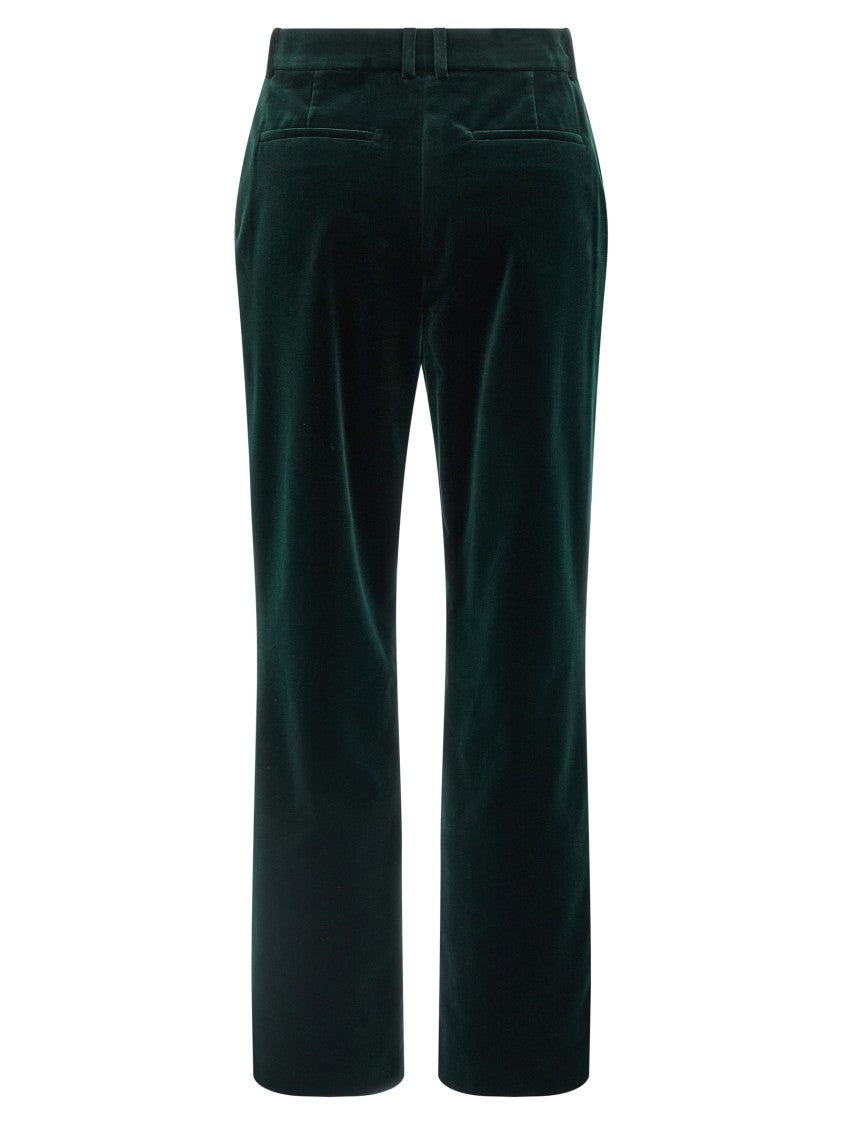 Saint Laurent Smooth Velvet Trousers With Slightly Cropped Straight Leg