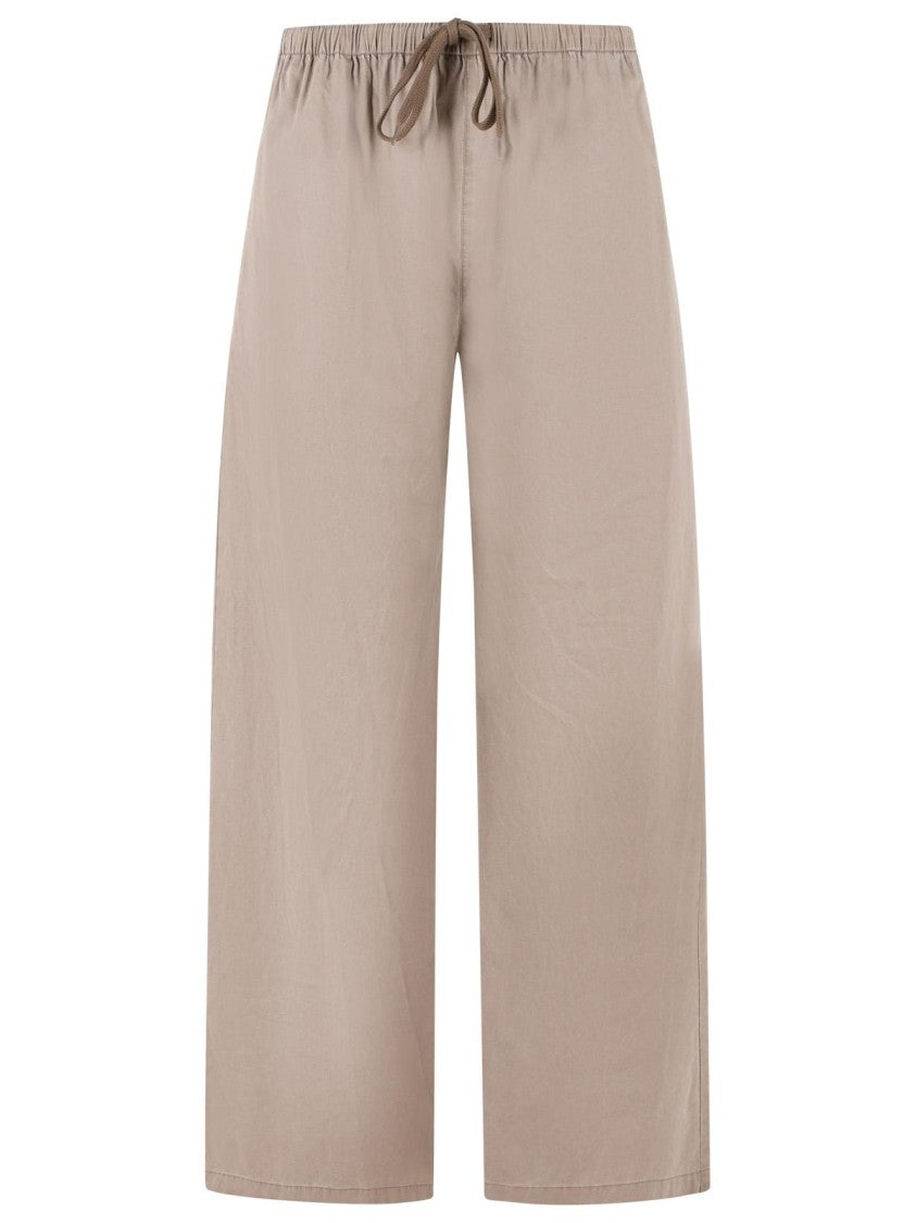 Mm6 By Maison Margiela Numeric Embroidered Cotton Wide-Leg Pants - Beige