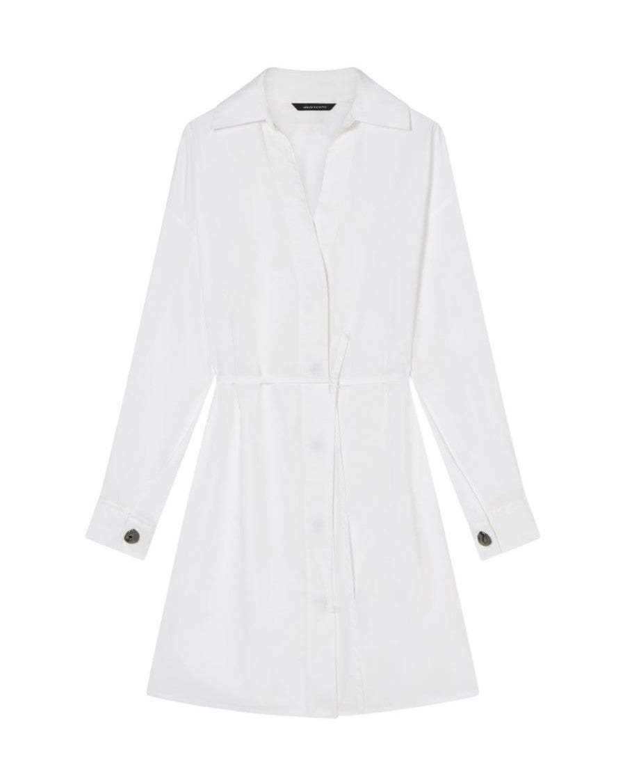 Armani Exchange Minimalist White Dress With Shirt Collar