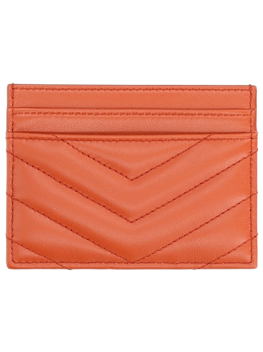 Saint Laurent Red Quilted Card Holder Wallet