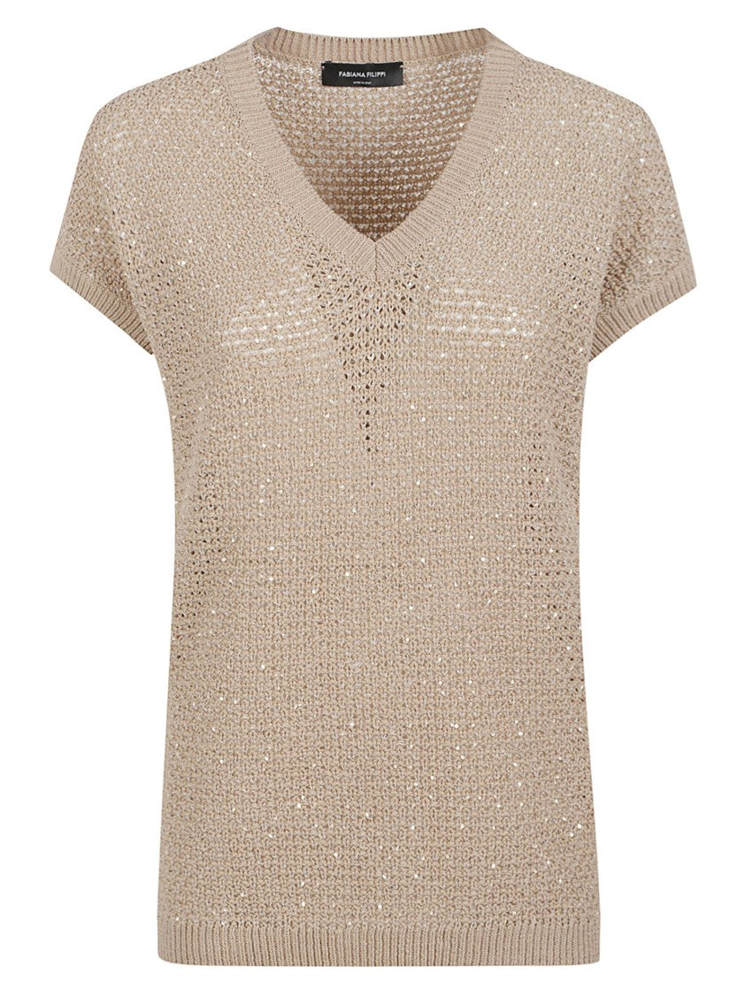 Fabiana Filippi Short-Sleeve Knit Top